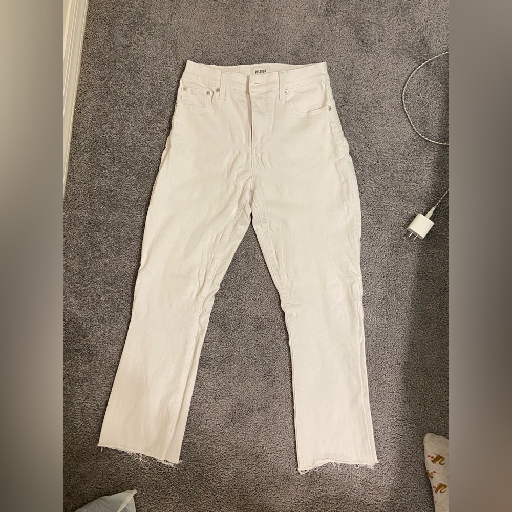 Pistola white cropped skinny jeans